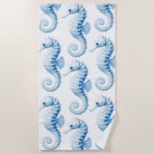 Blue Seahorse Pattern Strandlaken (Voorkant)
