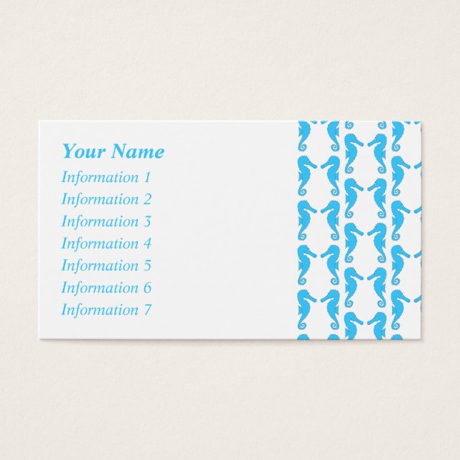 Blue Seahorse Pattern Visitekaartjes (Voorkant)