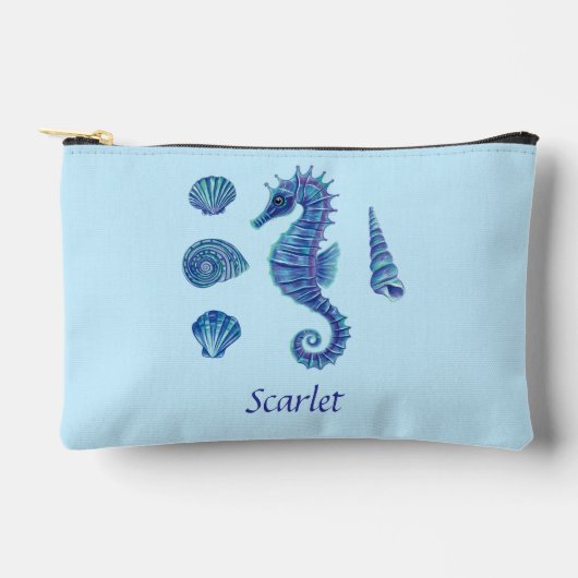  Blue Seahorse & Seashells Etui (Voorkant)