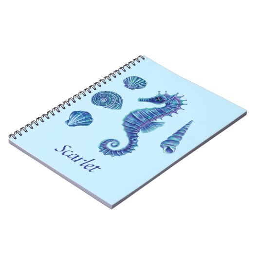  Blue Seahorse & Seashells Notitieboek (Linkerzijde)