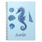 Blue Seahorse & Seashells Notitieboek (Voorkant)