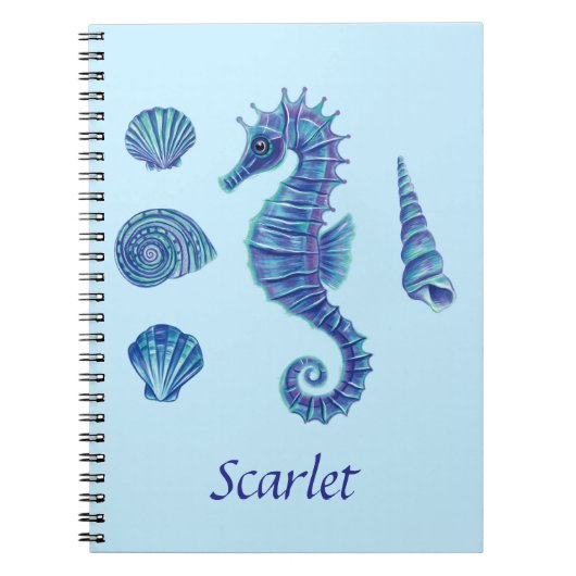  Blue Seahorse & Seashells Notitieboek (Voorkant)