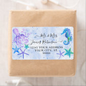 Blue Seahorse Starfish Octopus Seaside Baby Shower Etiket (Insitu)