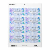 Blue Seahorse Starfish Octopus Seaside Baby Shower Etiket (Full Sheet)