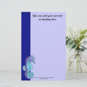Blue Seahorse Stationery Briefpapier (Staand voorkant)