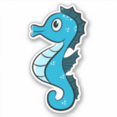 Blue Seahorse Sticker (Voorkant)