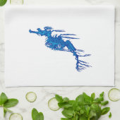 Blue Seahorse Theedoek (Gevouwen)
