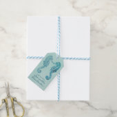 Blue Seahorse Waterverf Cadeaulabel (Met Touw)