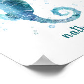 Blue Seahorse Waterverf Nautical Named Poster (Hoek)