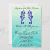 Blue Seahorse Wedding Invites Kaart (Voorkant)