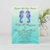Blue Seahorse Wedding Invites Kaart (Staand voorkant)