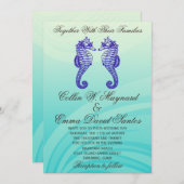 Blue Seahorse Wedding Invites Kaart (Voorkant / Achterkant)