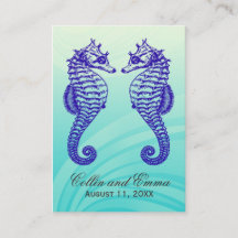 Blue Seahorse Wedding Place kaarten