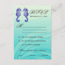 Blue Seahorse Wedding RSVP-kaarten