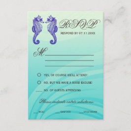 Blue Seahorse Wedding RSVP-kaarten RSVP Kaartje