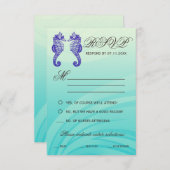 Blue Seahorse Wedding RSVP-kaarten RSVP Kaartje (Voorkant / Achterkant)