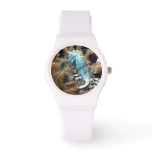 Blue Seahorse White Silicone Watch Horloge