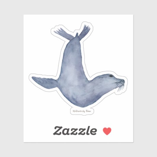 Blue seal watercolor illustration sticker (Vel)