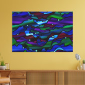 Blue Seascape Biologisch Glas in lood Abstract Canvas Afdruk (Insitu (Woonkamer))