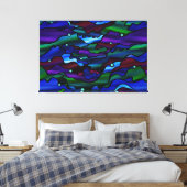 Blue Seascape Biologisch Glas in lood Abstract Canvas Afdruk (Insitu (Slaapkamer))