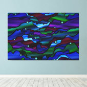 Blue Seascape Biologisch Glas in lood Abstract Canvas Afdruk (Insitu (Houten vloer))