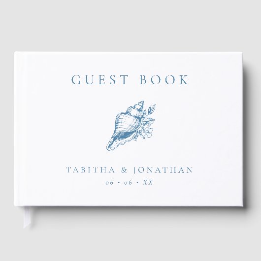  Blue Seashell Beach bruiloft Gastenboek (Voorkant)