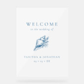  Blue Seashell Beach bruiloft welkom Acryl Bord (Voorkant)