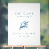 Blue Seashell Beach bruiloft welkom Acryl Bord (Neutraal)