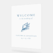  Blue Seashell Beach bruiloft welkom Acryl Bord (Hoek)