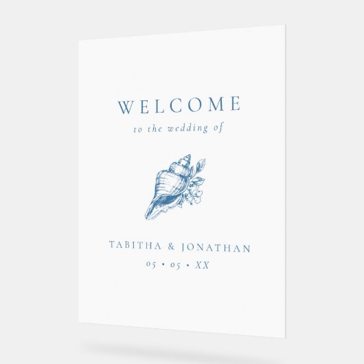  Blue Seashell Beach bruiloft welkom Acryl Bord (Hoek)