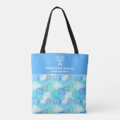 Blue Seashell Beach Print Custom Tennis Racket Tote Bag (Achterkant)