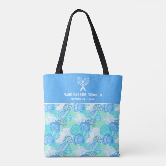 Blue Seashell Beach Print Custom Tennis Racket Tote Bag (Achterkant)