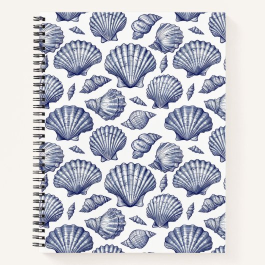 Blue Seashell Beach thema spiraal Notitieboek (Voorkant)
