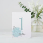 Blue Seashell Beach Weddenlijstnummer Kaart (Staand voorkant)