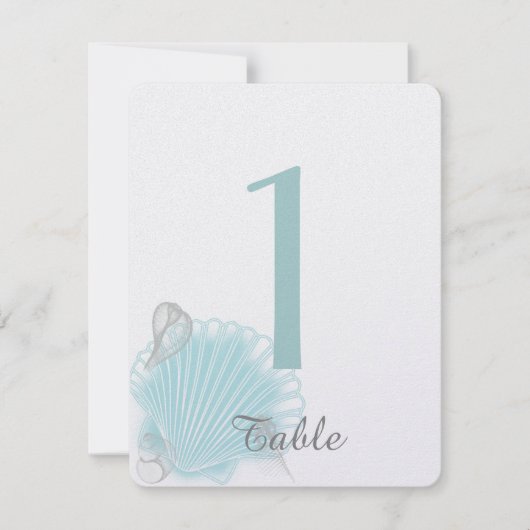 Blue Seashell Beach Weddenlijstnummer Kaart (Voorkant)