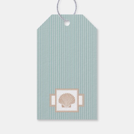 Blue Seashell Beach Wedding Guest Favor Cadeaulabel (Achterkant)