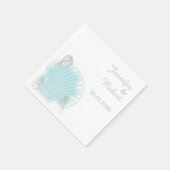 Blue Seashell Beach Wedding Napkin Servetten (Hoek)