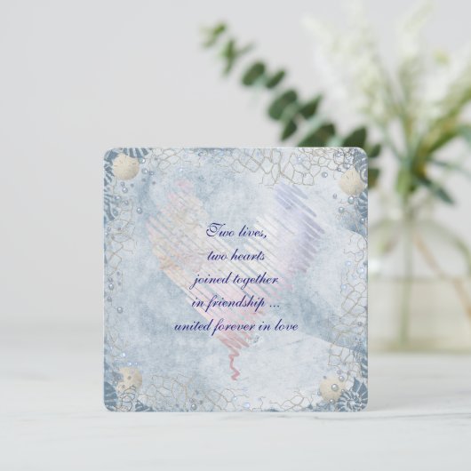 Blue Seashell Border met Netting Kaart (Staand voorkant)