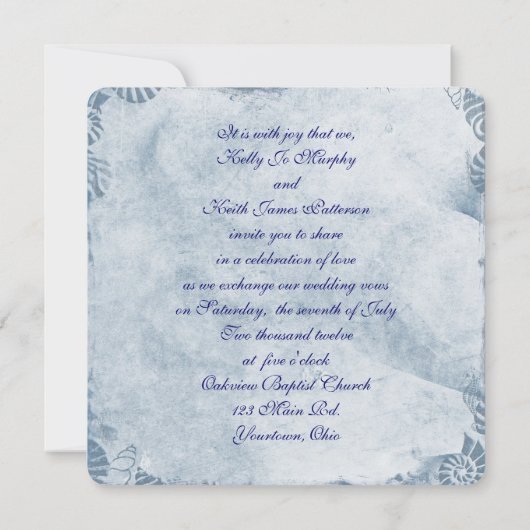 Blue Seashell Border met Netting Kaart (Achterkant)