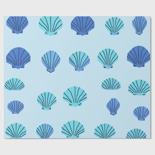 Blue Seashell Cadeaupapier (Vlak)