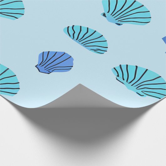 Blue Seashell Cadeaupapier (Hoek)