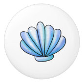Blue Seashell Coastal Beach House Keramische Knop (Voorkant)