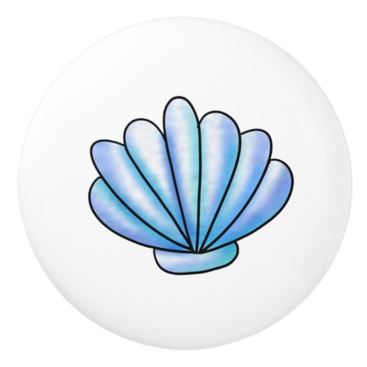 Blue Seashell Coastal Beach House Keramische Knop (Voorkant)