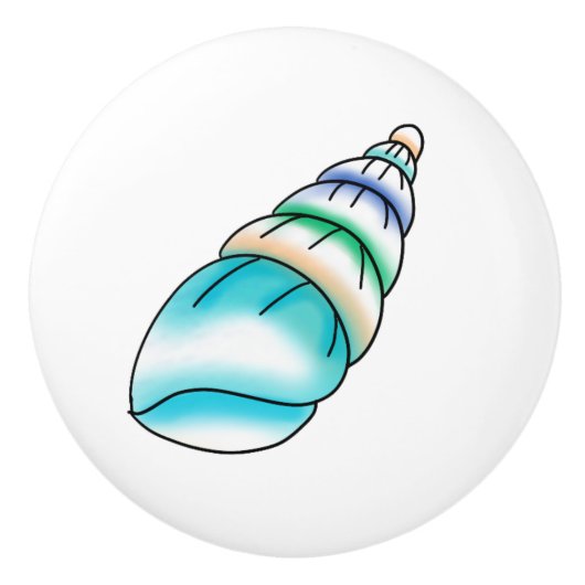 Blue Seashell Coastal Beach House Keramische Knop (Voorkant)