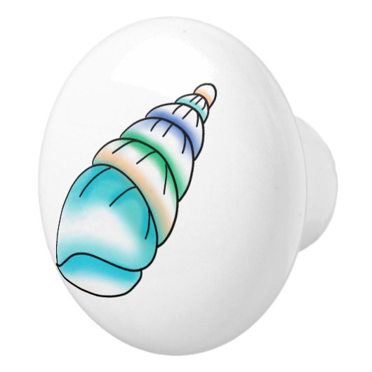 Blue Seashell Coastal Beach House Keramische Knop (Rechts)