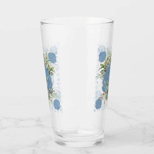 Blue Seashell Coastal Christmas Glas (Links)
