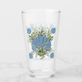 Blue Seashell Coastal Christmas Glas