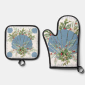 Blue Seashell Coastal Christmas Ovenwant & Pannenlap Set (Voorkant)