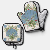 Blue Seashell Coastal Christmas Ovenwant & Pannenlap Set (Voorkant / Achterkant)