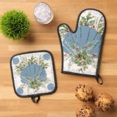 Blue Seashell Coastal Christmas Ovenwant & Pannenlap Set (Top down)